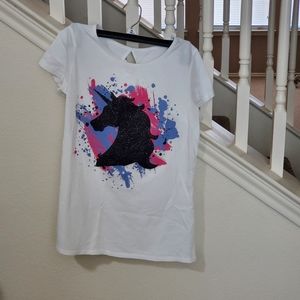 Justice Girls White Unicorn shirt
